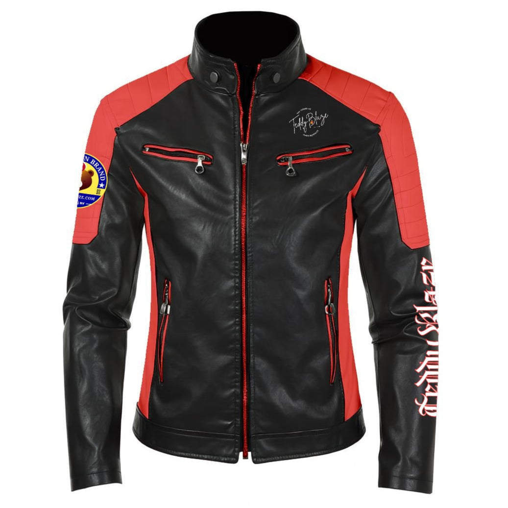 Hot Rod Color Block Faux Leather Biker Biker