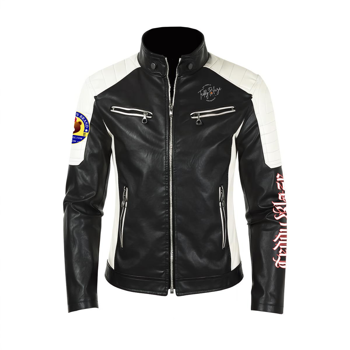 Hot Rod Color Block Faux Leather Biker Biker