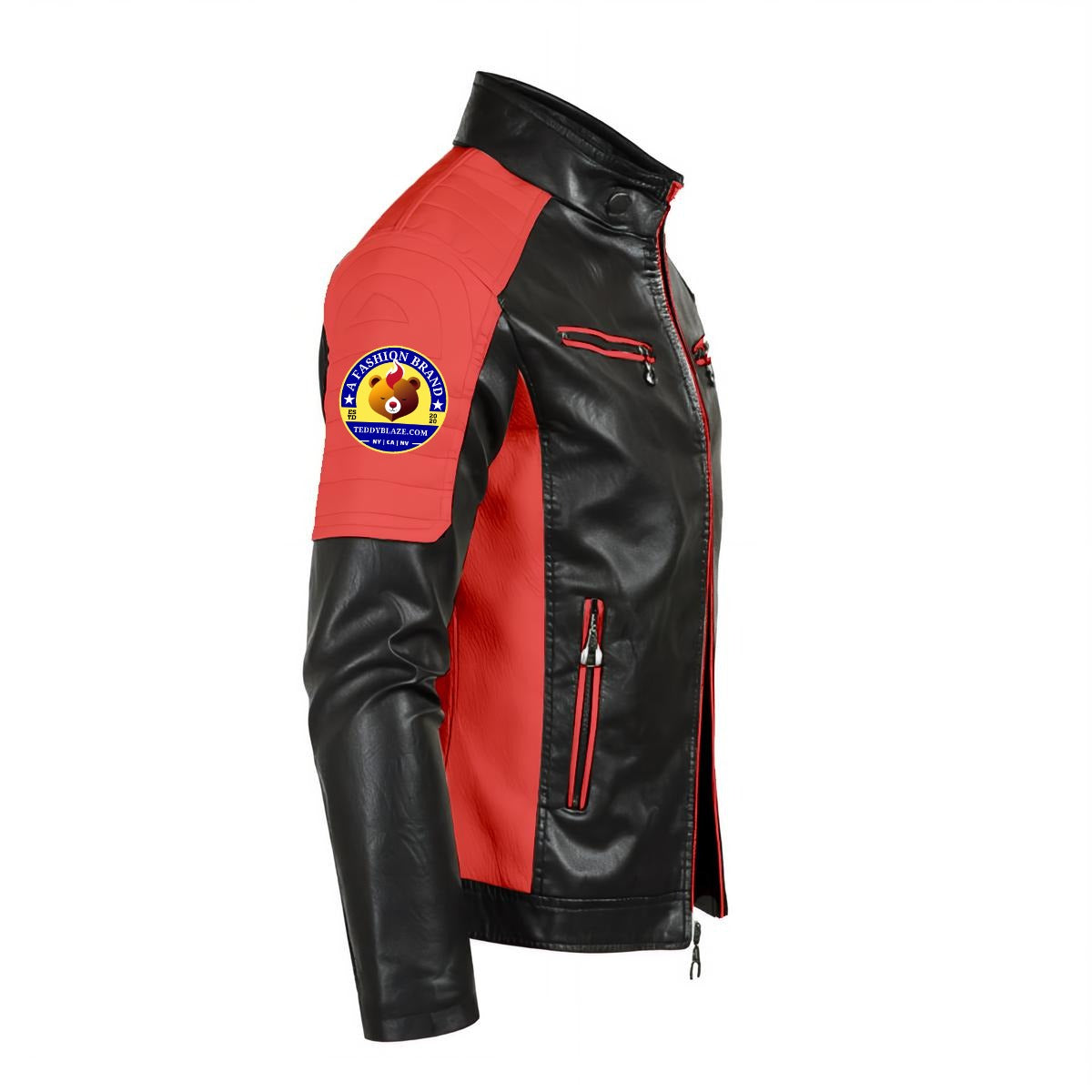 Hot Rod Color Block Faux Leather Biker Biker