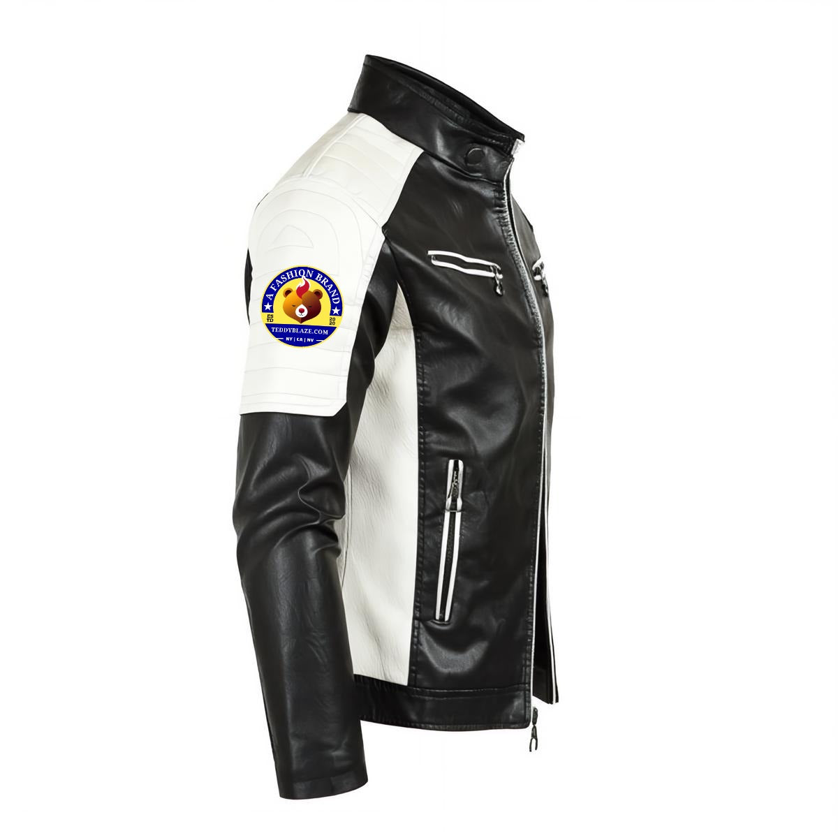 Hot Rod Color Block Faux Leather Biker Biker