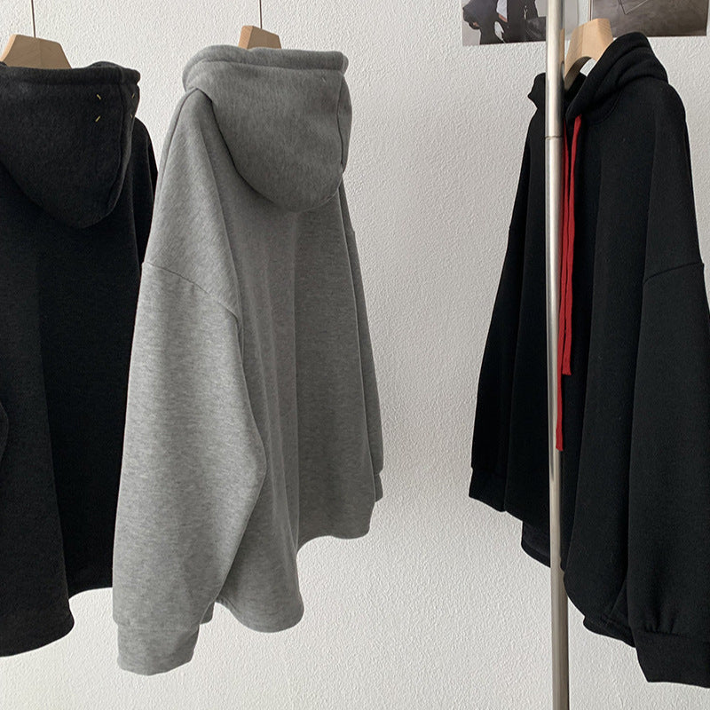 Contrast Drawstring Hooded Sweatshirt