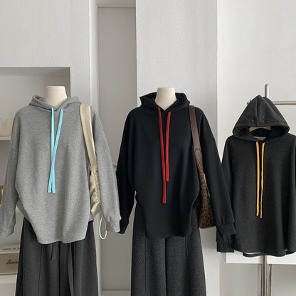 Contrast Drawstring Hooded Sweatshirt