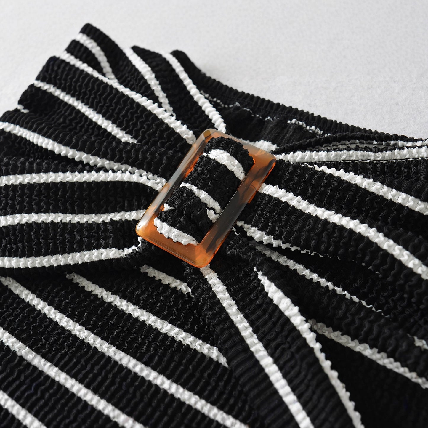 Buckle Bow Detail Striped Tube Dress