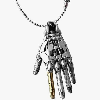 Robot Hand Pendant + Bead Necklace