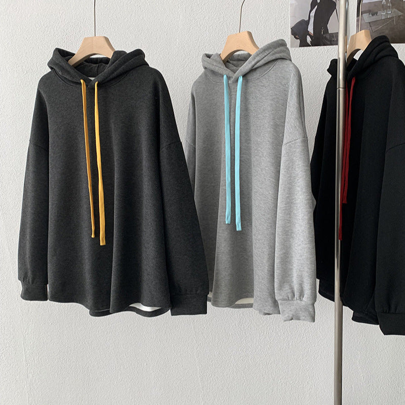 Contrast Drawstring Hooded Sweatshirt