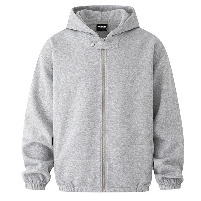 Latch Closure Detail Hooded Zip Cardigan