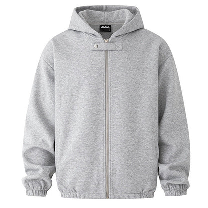 Latch Closure Detail Hooded Zip Cardigan