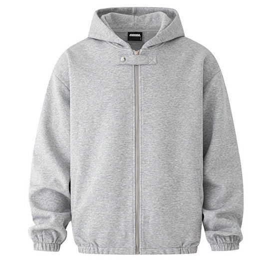 Latch Closure Detail Hooded Zip Cardigan