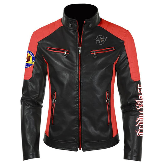 Hot Rod Color Block Faux Leather Biker Biker