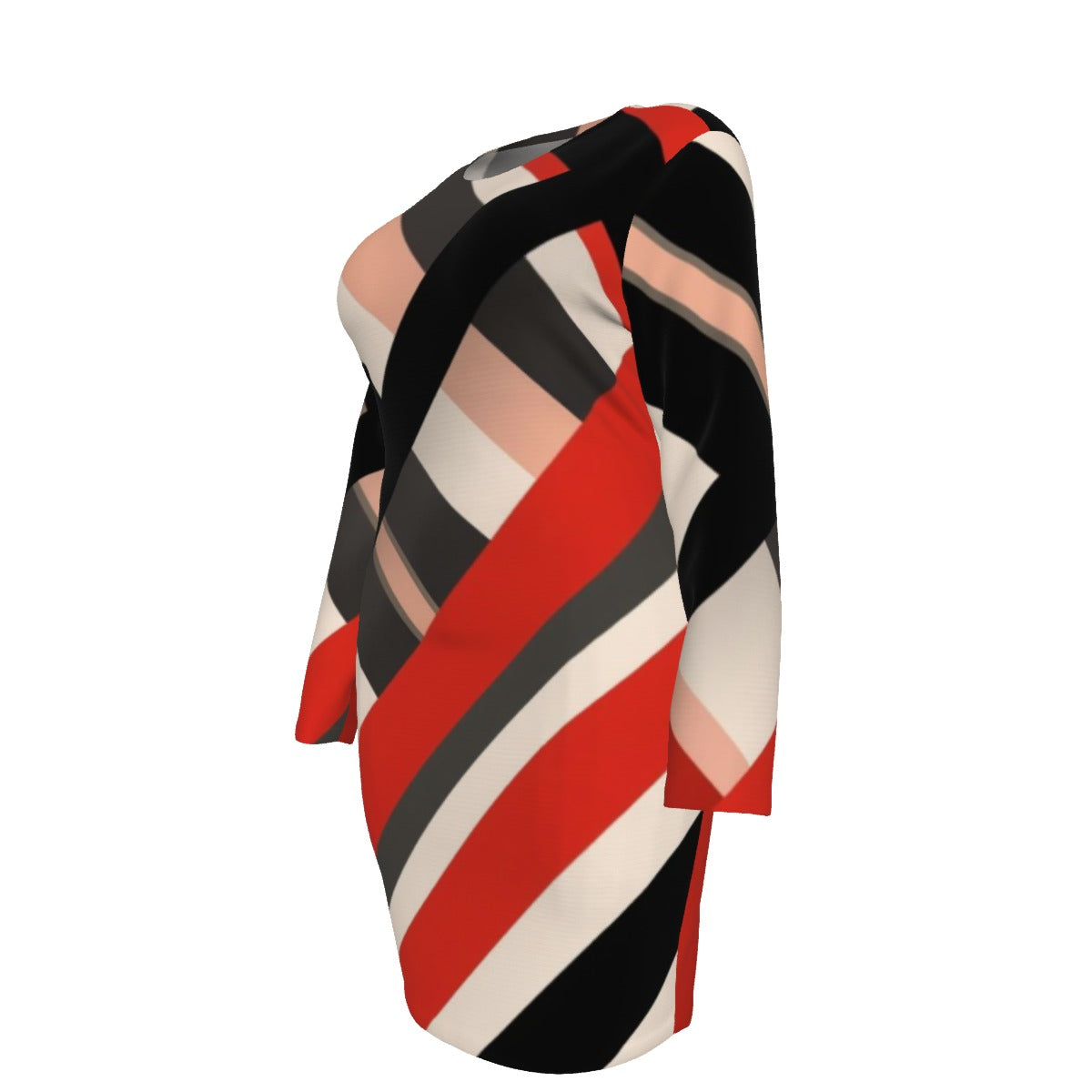 STR3 Plus Size Mesh Long Sleeve Hip Dress