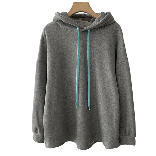 Contrast Drawstring Hooded Sweatshirt