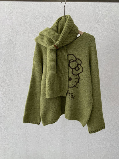 Hello Kitty Jacquard Knit Sweater + Scarf Set