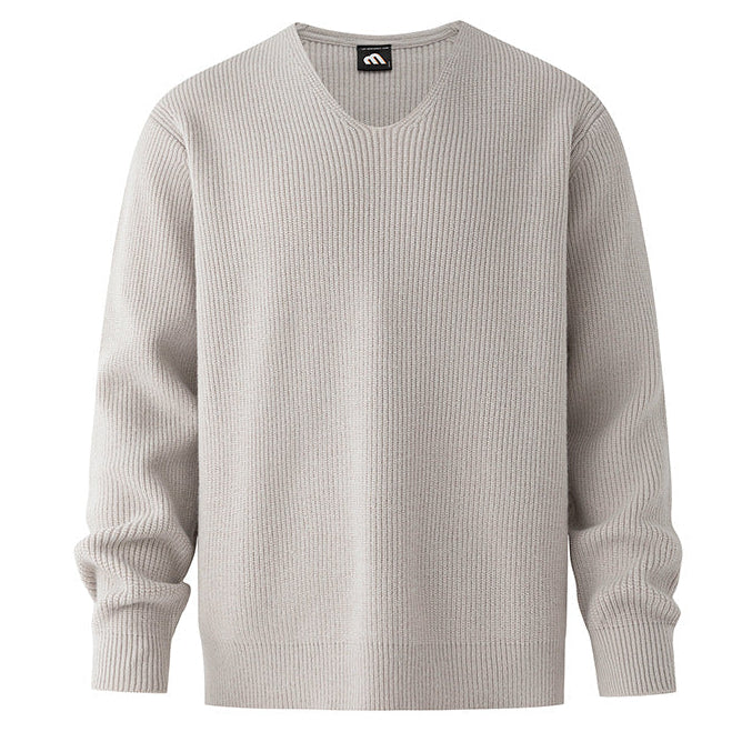 Ribbed Knit V-Neck Sweater