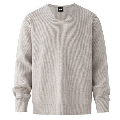 Ribbed Knit V-Neck Sweater