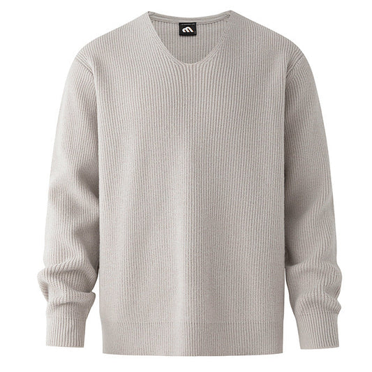 Ribbed Knit V-Neck Sweater