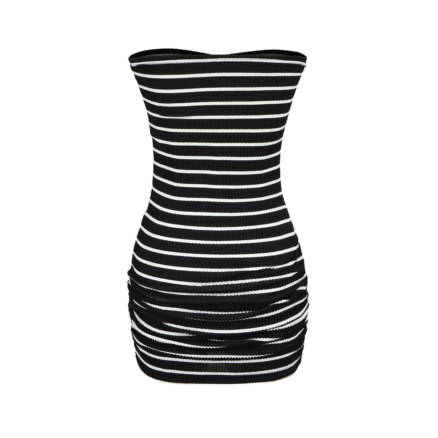 Buckle Bow Detail Striped Tube Dress