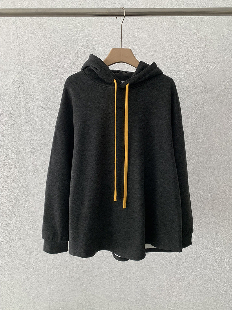 Contrast Drawstring Hooded Sweatshirt