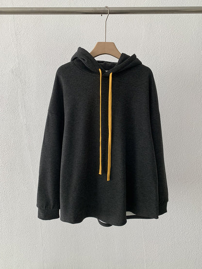 Contrast Drawstring Hooded Sweatshirt