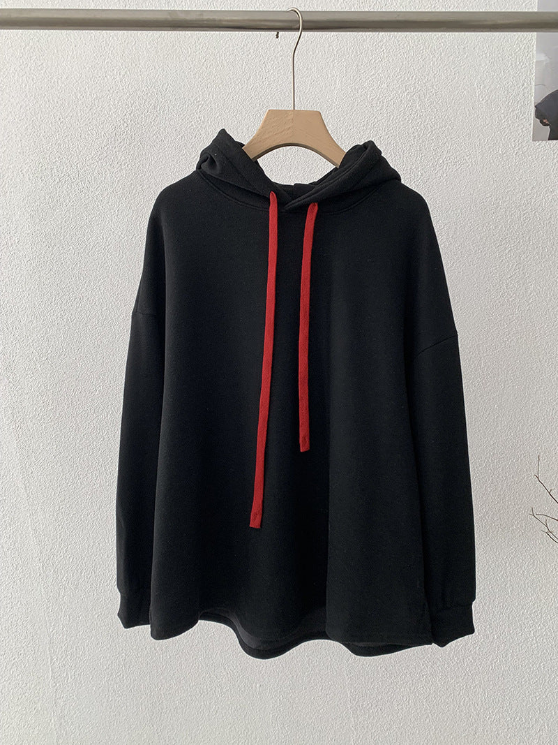 Contrast Drawstring Hooded Sweatshirt