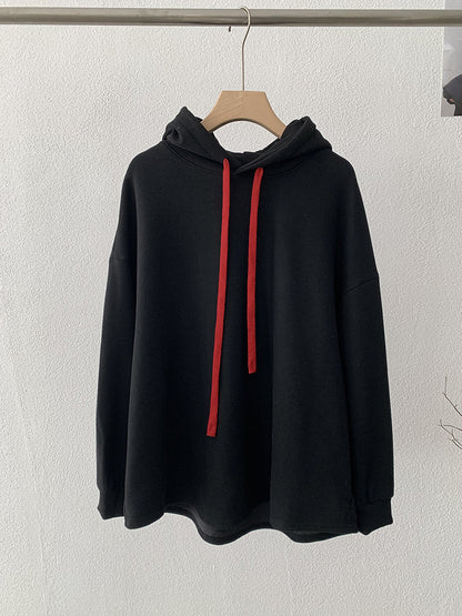 Contrast Drawstring Hooded Sweatshirt