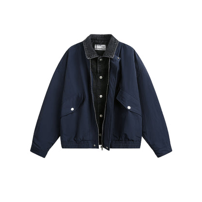 False Layer Denim Patchwork Jacket