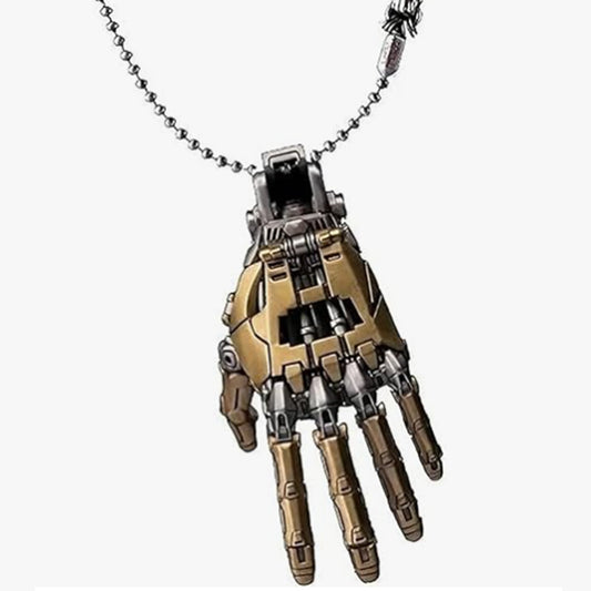 Robot Hand Pendant + Bead Necklace
