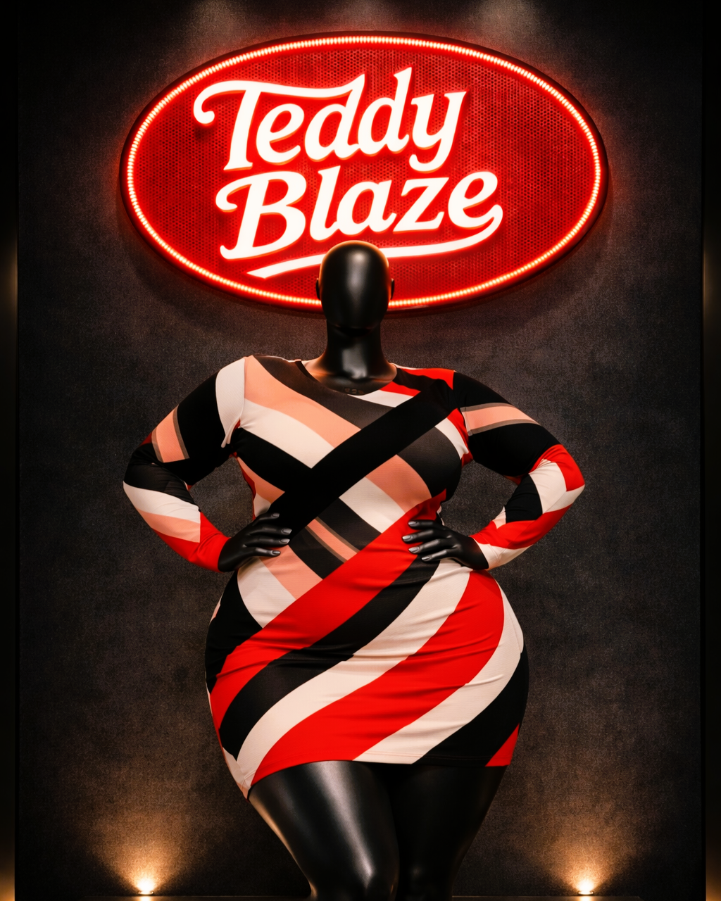 STR3 Plus Size Mesh Long Sleeve Hip Dress