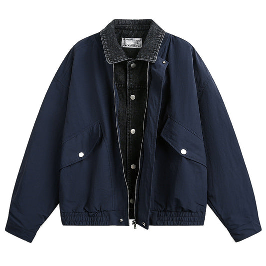 False Layer Denim Patchwork Jacket