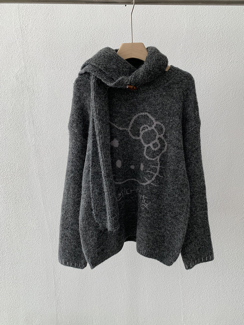 Hello Kitty Jacquard Knit Sweater + Scarf Set